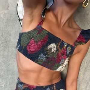 SIR The Label Francesca Shirred Crop Top